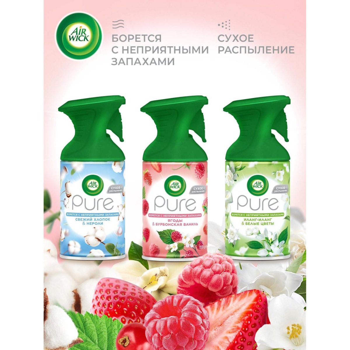 Освежитель воздуха Air Wick Pure в аэрУп Счастье в кажНоте ЯгодБурбонваниль