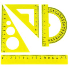 Набор малый: линейка 15см, угольники 10см и 7см, трансп-р 10см,цвет васс.