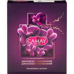 Подарочный набор Camay Magique женский гель для душа + мочалка шар для тела
