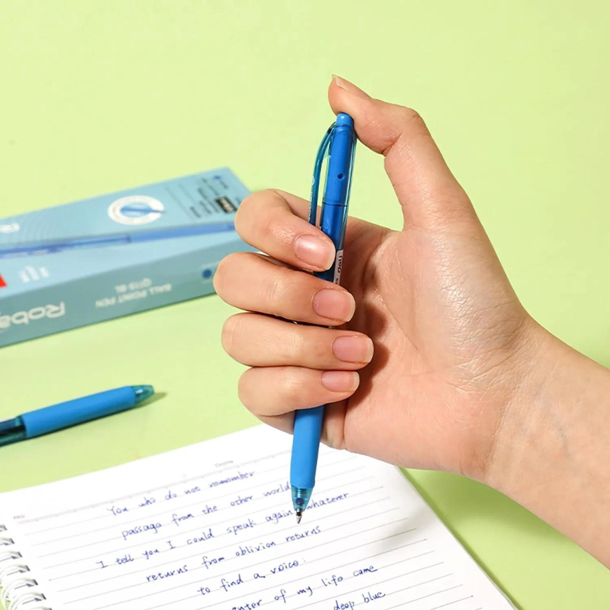 Ручка шариковая автомат. Deli ROBALL EQ115-BL,пул.нак 0,5,кругл.тонир,син