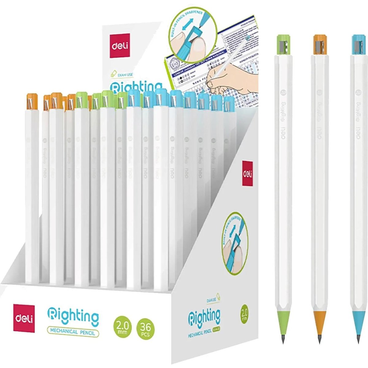 Карандаш механический ч/г Deli, Righting EU164-20,2,0мм,с точ,6гр,цв.нак