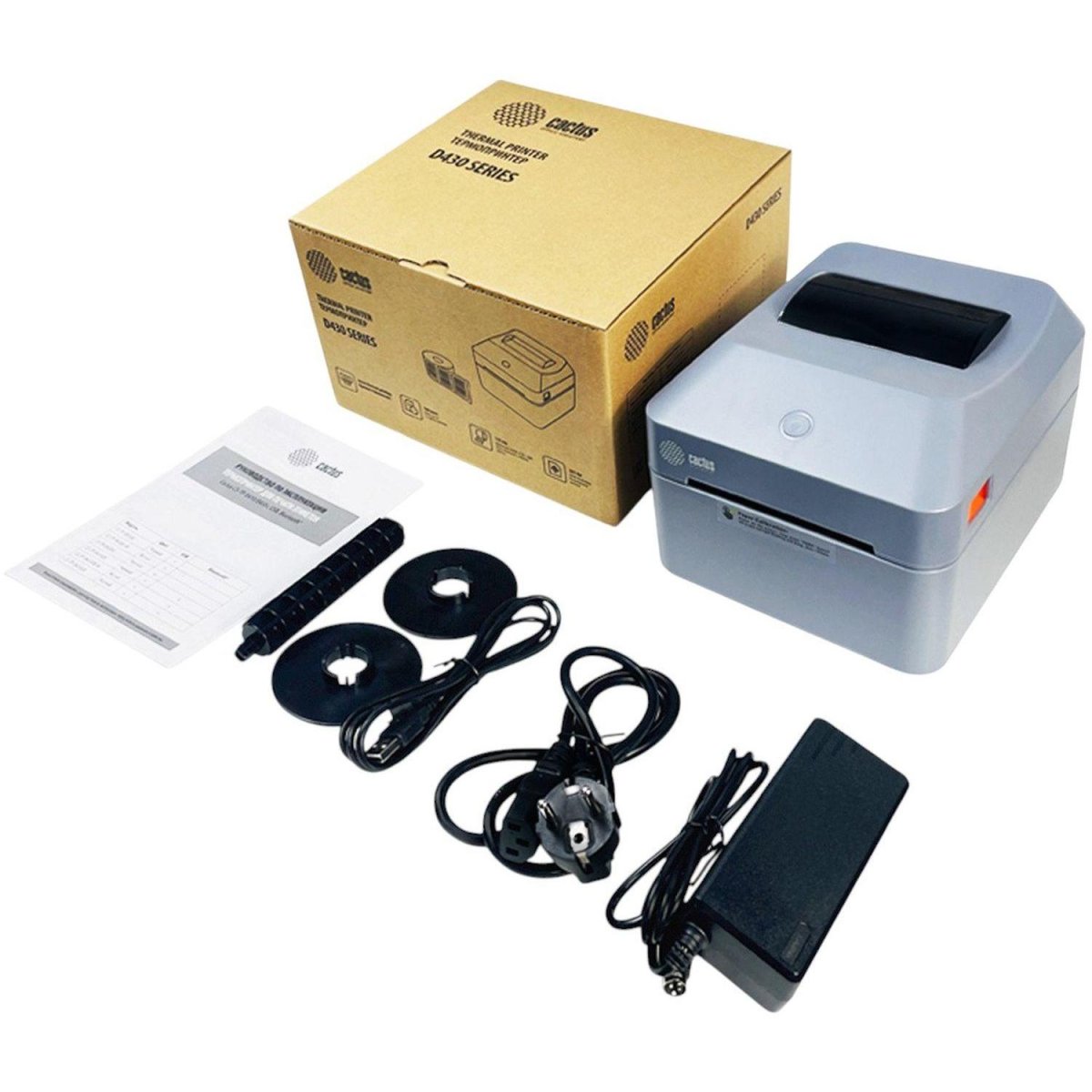 Этикет-принтер Cactus CS-TP-D430U 203dpi 160мм/с/USB для печ.этик. черный