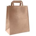 Пакет бумажный 320x200x320мм, 80гр/м2, с плоскими ручками, крафт, 160шт/уп