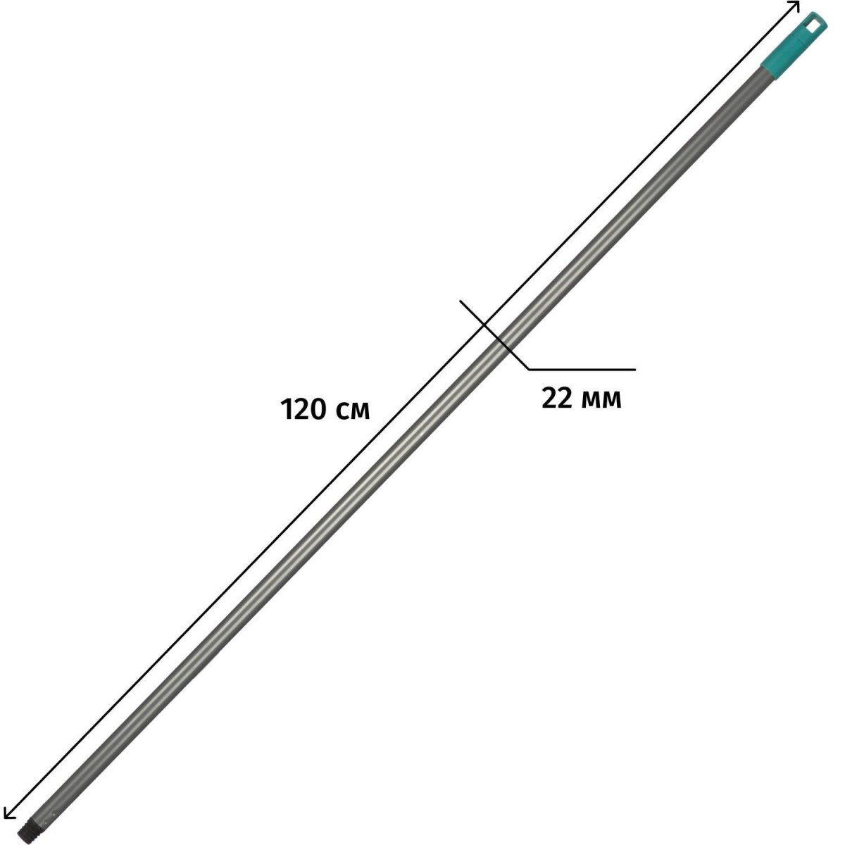 Рукоятка металлическая, цвет зеленый 120см с резьбой NV-123MG
