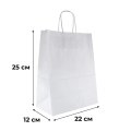 Пакет бумажный 220х120х250 мм, 80 гр/м2,с круч. ручками, белый, 250 шт/уп