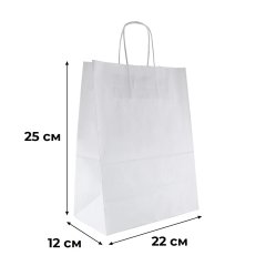 Пакет бумажный 220х120х250 мм, 80 гр/м2,с круч. ручками, белый, 250 шт/уп