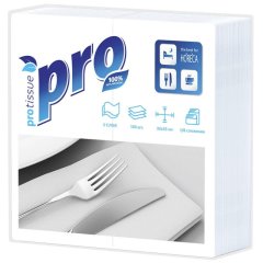 Салфетки бумажные PROtissue белые 33х33 2 слоя 1/8 слож 16г C233