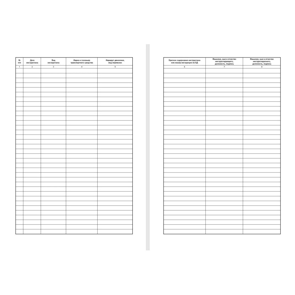 Журнал регистр.инстр-жей по БДД(вводн,предрейс,периодич,сезон,спец) ТС031-Э