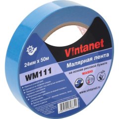 Клейкая лента малярная для четкого края WM111 Vintanet, синяя, 24мм х 50м
