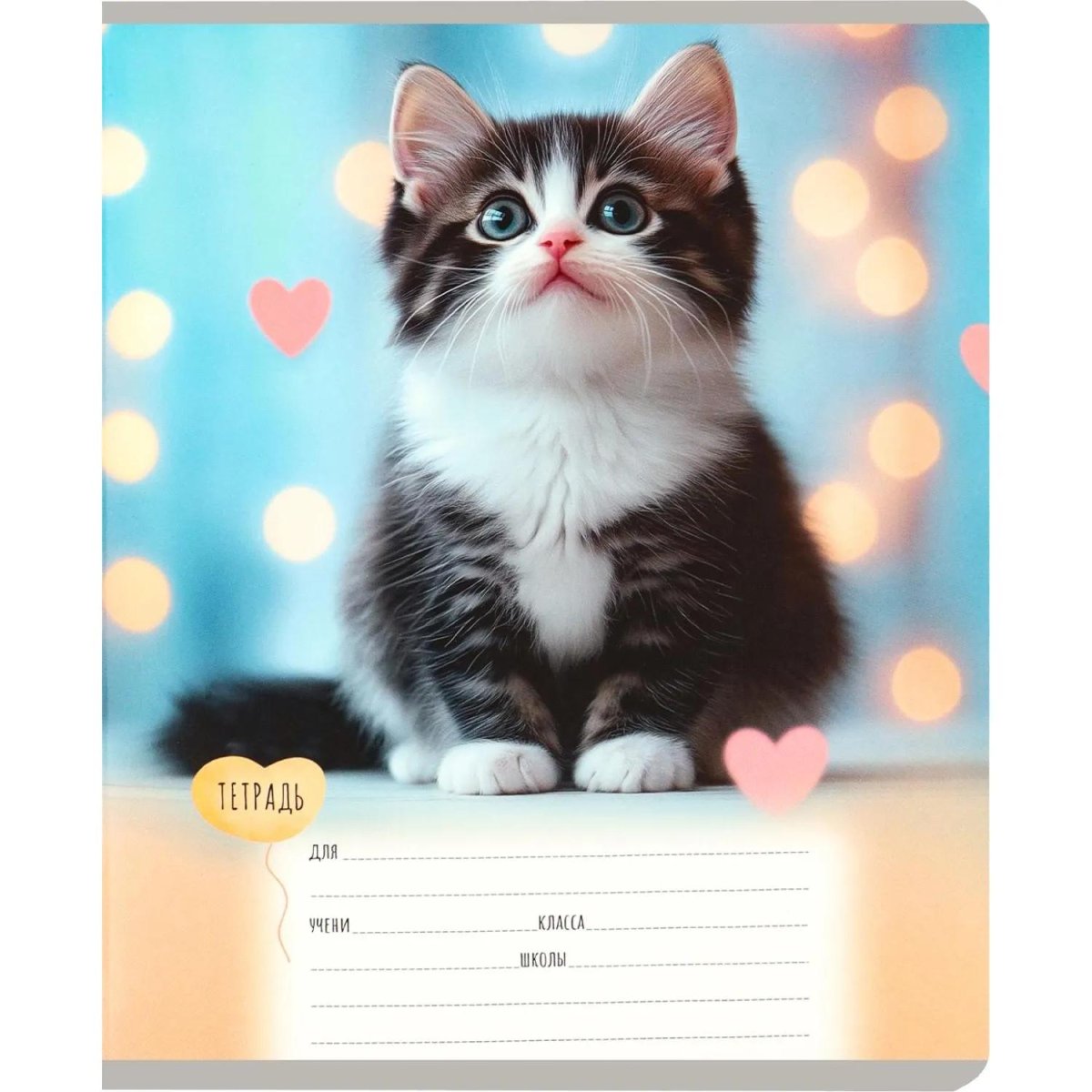 Тетрадь КЛЕТКА 12л. МИЛЫЕ КОТЯТА - 7  цвет. мелов.обл., асоорти 12-0912