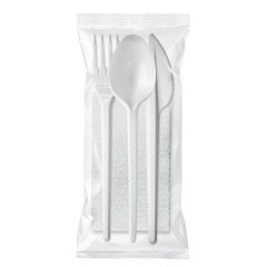 Набор одноразовой посуды, №4 (вилка, ложка ст., нож, салфетка) 200шт/уп