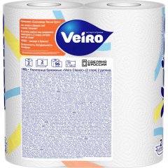 Полотенца бумажные VEIRO  Classic 2-сл.,с тиснением,2рул./уп.5п22