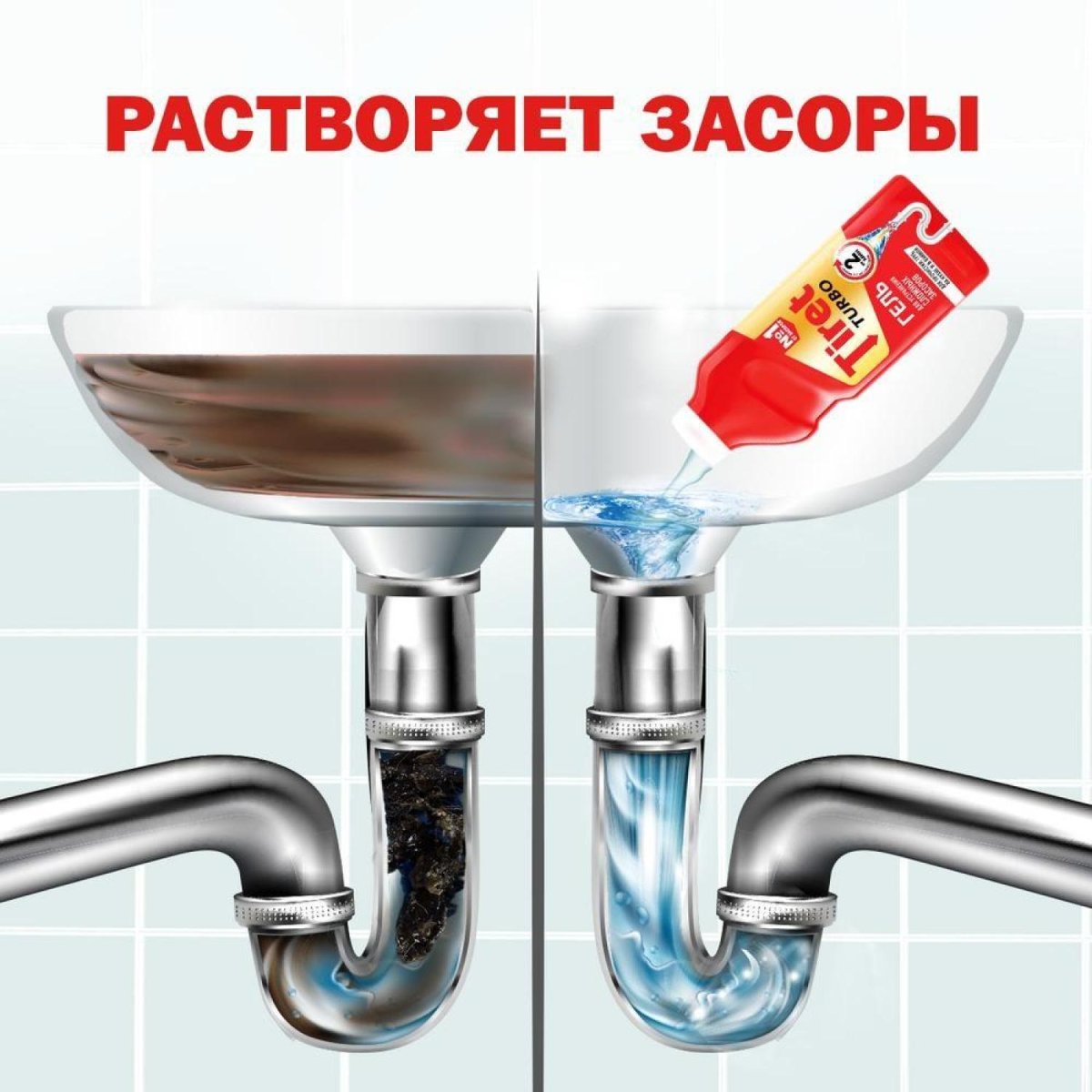 Средство для прочистки труб TIRET TURBO гель 500 мл