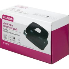 Дырокол Attache Perform до 25 листов, блокиратор,линейка,пластик, черный