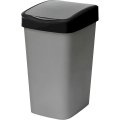 Ведро мусорное пластик с подв.крышкой Tandem 10л (сер.металлик/черн)_841058