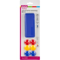 Набор принадл.для магн-марк. досок Attache(синяя губка,магниты 30мм,ассорт)