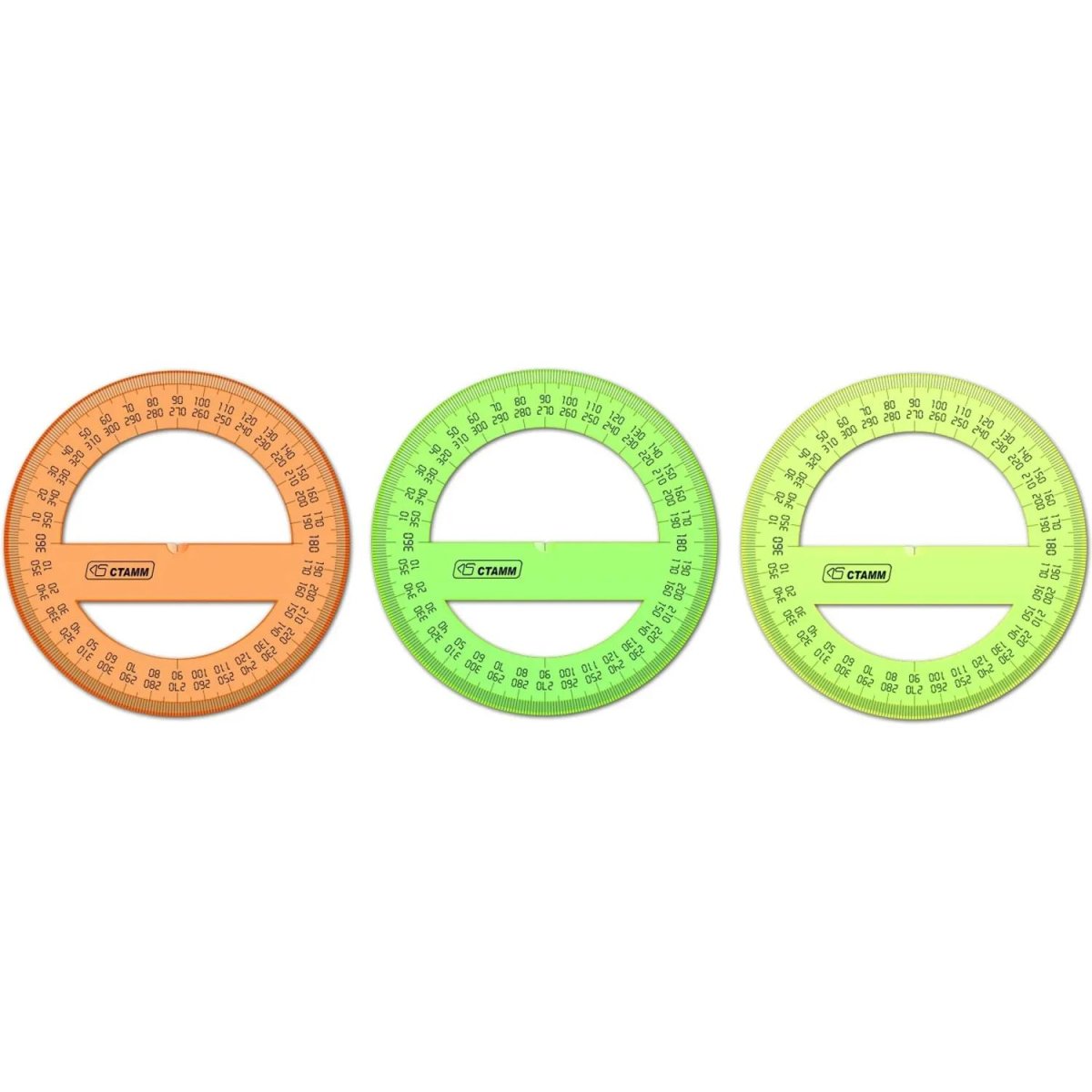 Транспортир 10 см 360  градусов, NEON Cristal, цвет ассорти ТР41