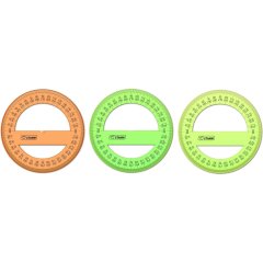 Транспортир 10 см 360  градусов, NEON Cristal, цвет ассорти ТР41