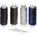 Набор ниток 45 ЛЛ 150м белая, черная, хаки, синяя + 2 иголки