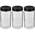 Банка квадратная с рельефом PREMIUM 1,3л, 3шт (Черный)