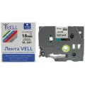 Картридж Vell VL-241 (Brother TZE-241, 18 мм, чер на белом) для PT {Vell241
