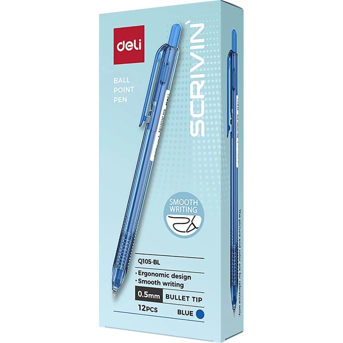 Ручка шариковая автомат. Deli SCRIVIN EQ105-BL,пул.нак 0,5,тонир корп,син