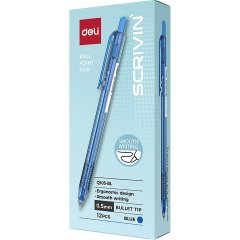 Ручка шариковая автомат. Deli SCRIVIN EQ105-BL,пул.нак 0,5,тонир корп,син
