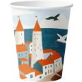 Стакан одноразовый бум. 1-сл Море и чайки mix 350 мл d- 90 мм 50 шт/уп
