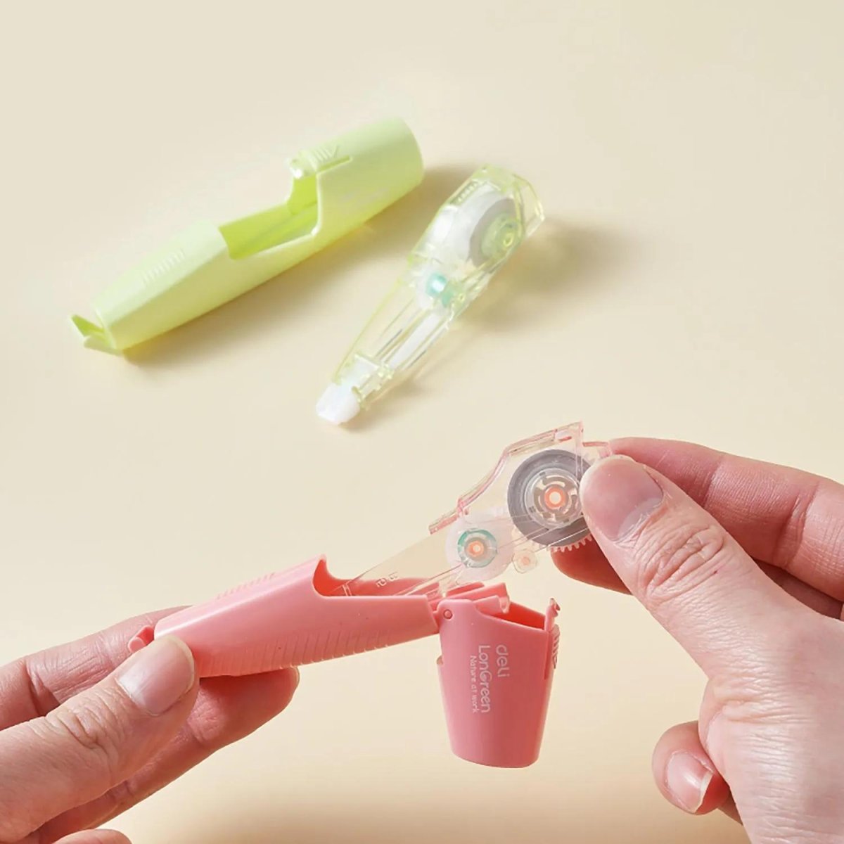 Корректирующая лента Deli LonGreen EH378,5мм х 6м, 65% PCR, 3цв в асс