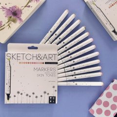 Набор маркеров ДВУС.СКЕТЧ-МАРКЕРЫSKETCH&ART. ПОРТРЕТ,12 ЦВЕТОВ,22-0076/04