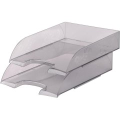 Лоток горизонтальный для бумаг Комус Русская Серия дымчатый