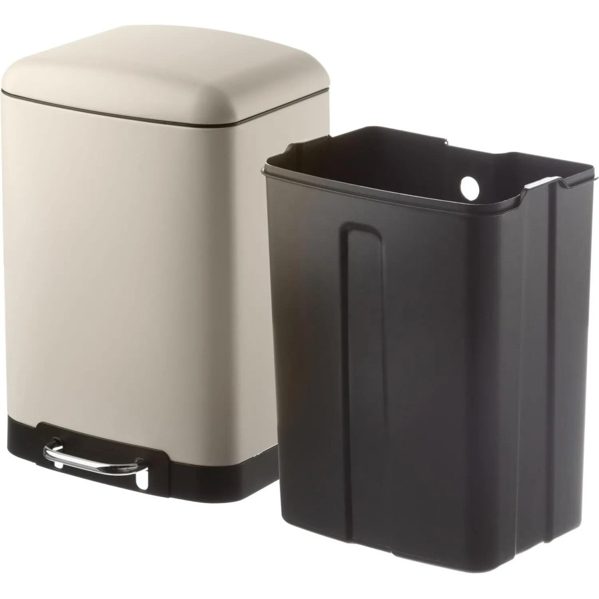 Ведро мусорное с педалью и доводчиком Luscan 12л,бежевое,прямоуг,металл