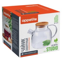 Чайник заварочный стекл 1,5л бамб/кр Studio TM Appetite