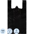 Пакет-майка ПНД, 30+18х56 см, черный, 28 мкм, Комус, 100шт/уп
