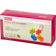 Точилка Attache, 1 отверстие, с контейнером, эргономичн, в ассорт
