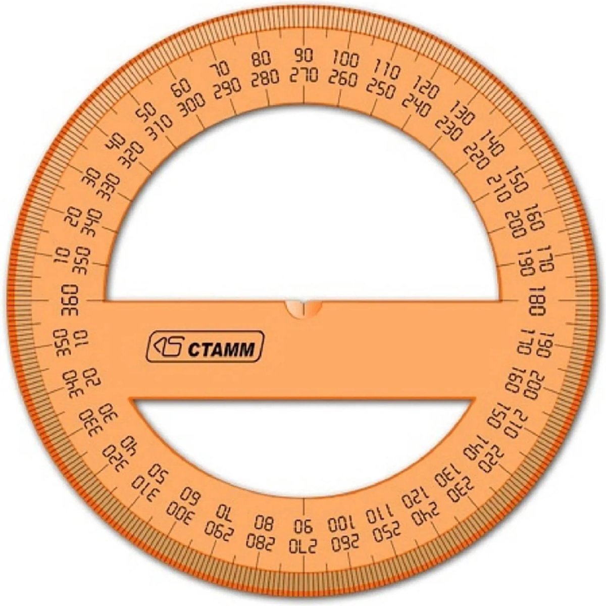 Транспортир 10 см 360  градусов, NEON Cristal, цвет ассорти ТР41