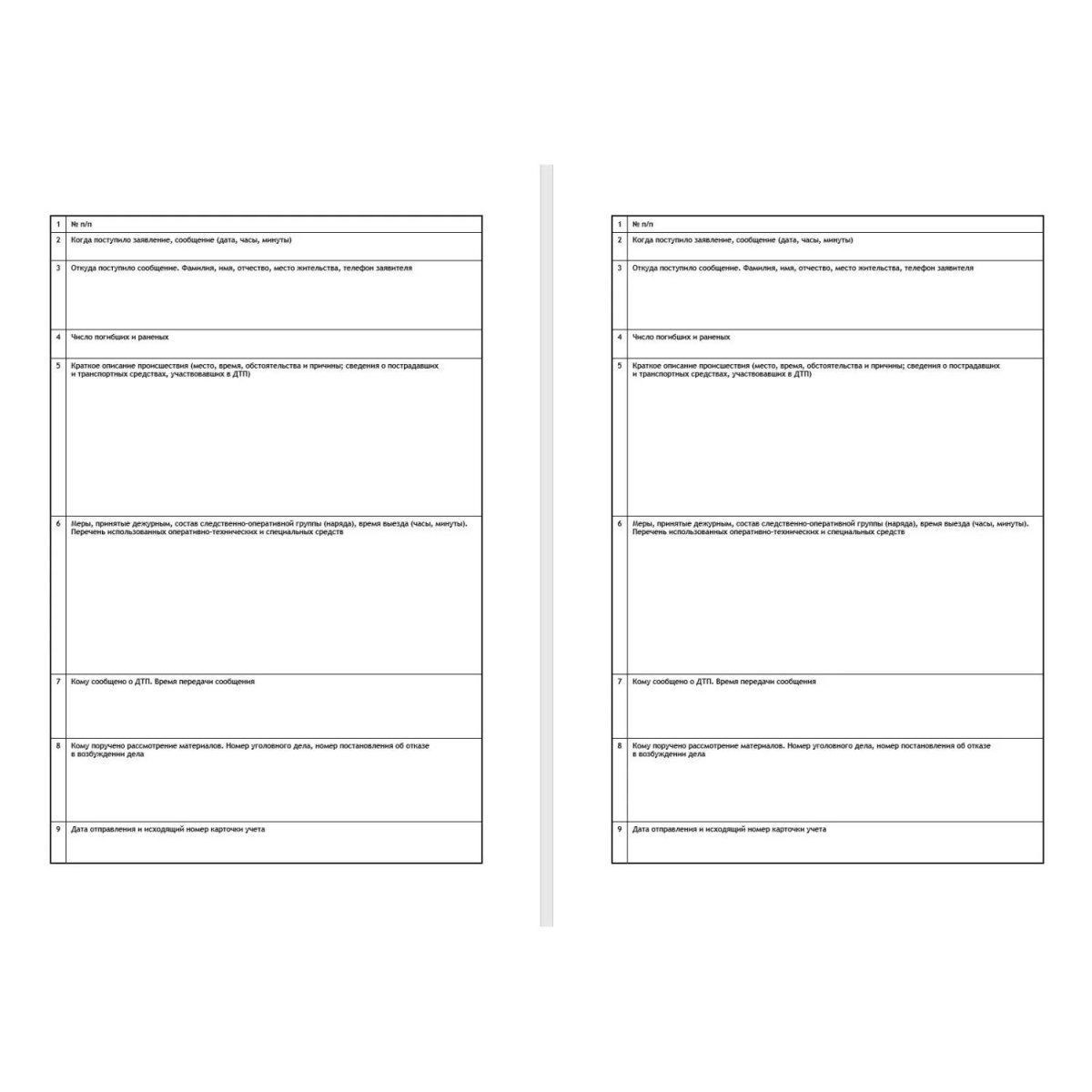 Журнал учета дорожно-транспортных происшествий  ТС029-Э