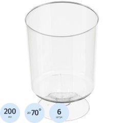 Бокал одноразовый д/вина Комус 0,2 мл,кристалл,ПС 6шт./уп. 12уп./кор. Росси