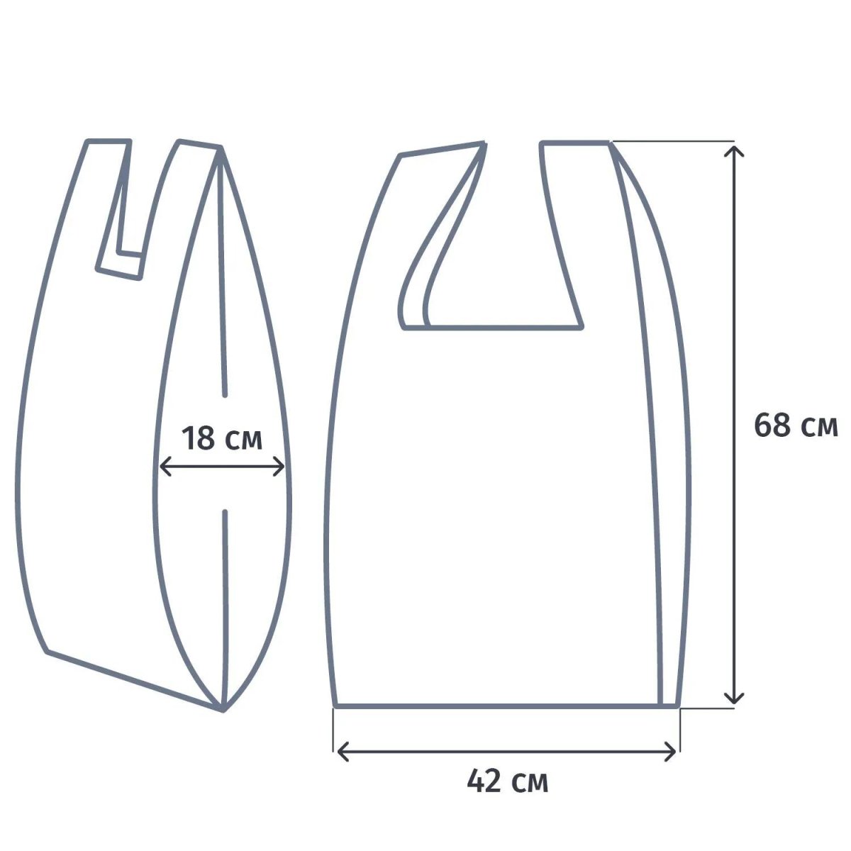 Пакет-майка ПНД, 42+18x68 см, зеленый, 35 мкм, 50 шт/уп