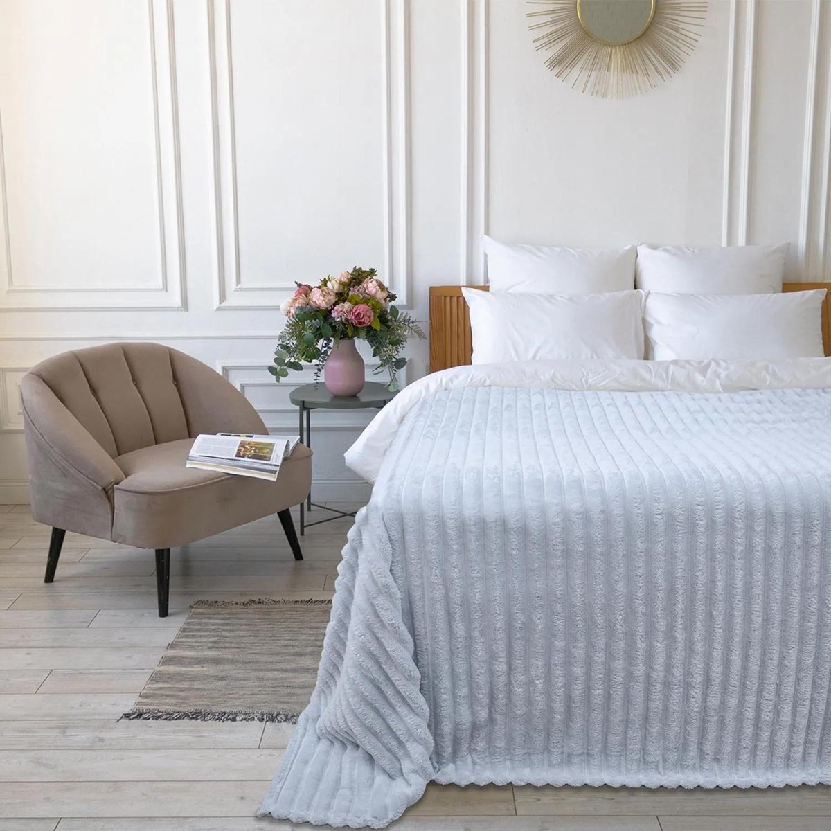 Покрывало 200х220 BRAVO Family велсофт Волна г/к №57 серебро в пакете