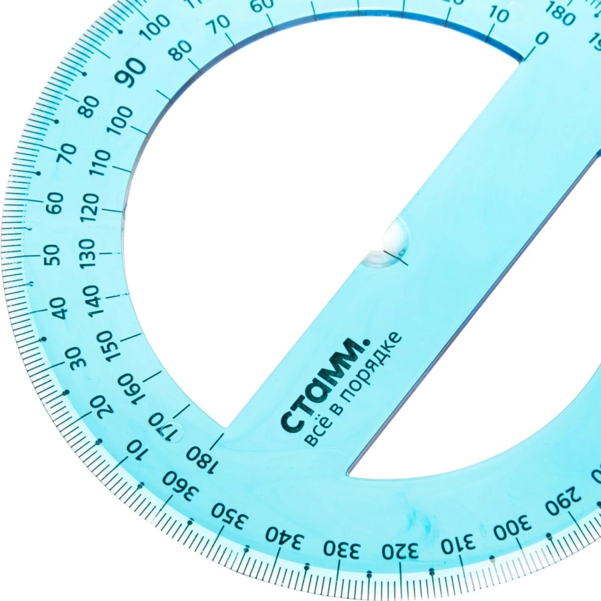 Транспортир 10 см 360  градусов, NEON Cristal, цвет ассорти ТР41