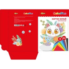 Картон белый  8л,А4 немелованный Комус Класс ColorPics в папке