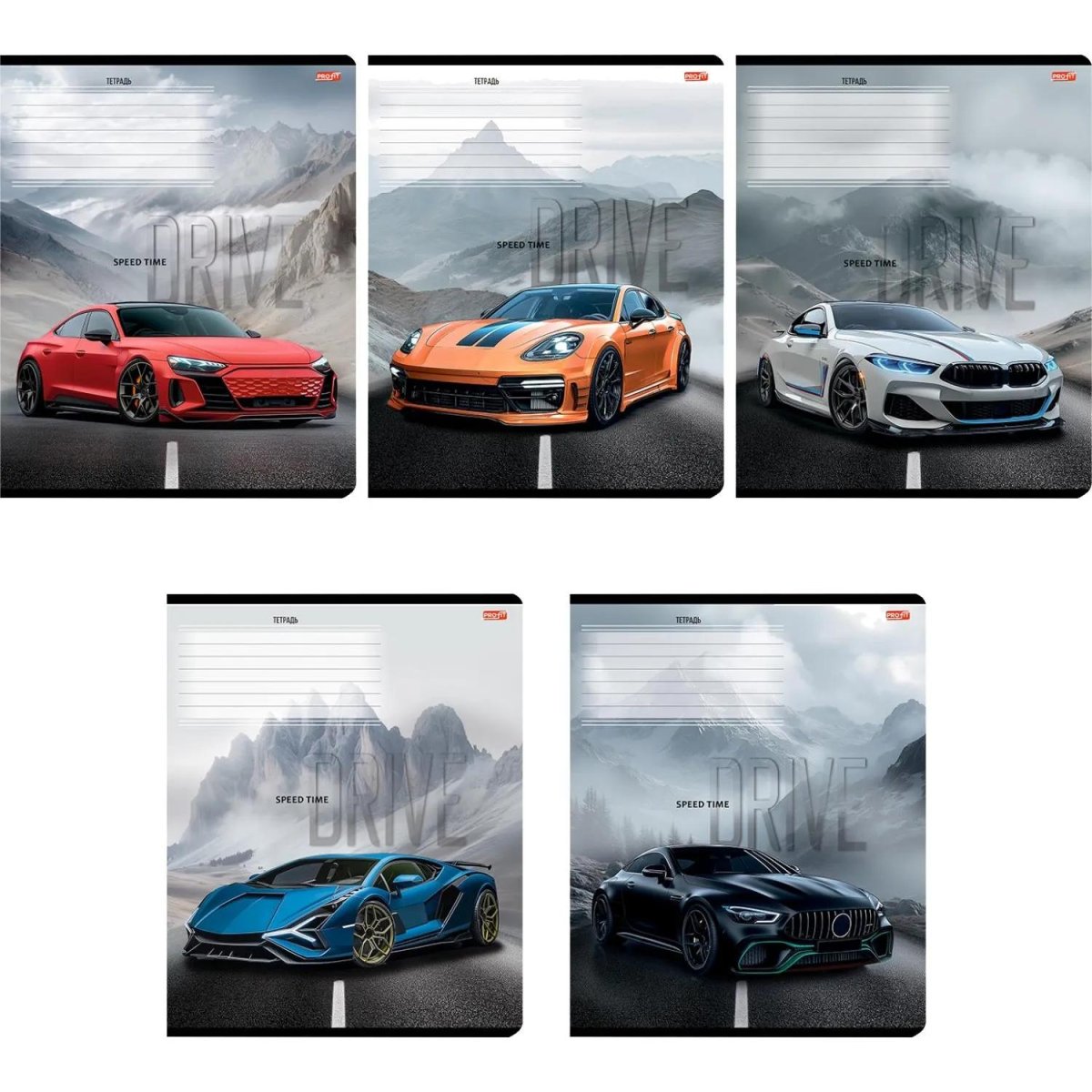 Тетрадь КЛЕТКА 12л. РАЗНЫЕ АВТОМОБИЛИ - 27 цвет. мелов.обл.ассорти 12-0915