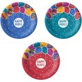 Тарелка одноразовая бумажная 180 мм  Happy People МИКС  50шт/уп