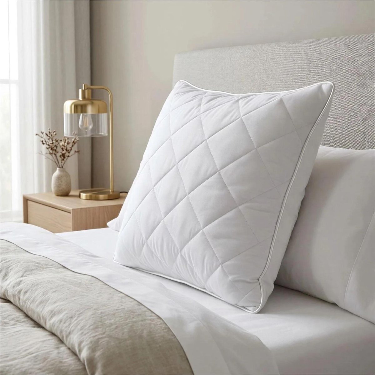 Подушка 70х70, стеган,(холлофайбер/микрофибра),кант, 850 г.,бел. , 2шт/уп