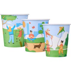 Стакан одноразовый бум односл. 250 мл d-80мм Активный отдых (MIX) 50шт/уп