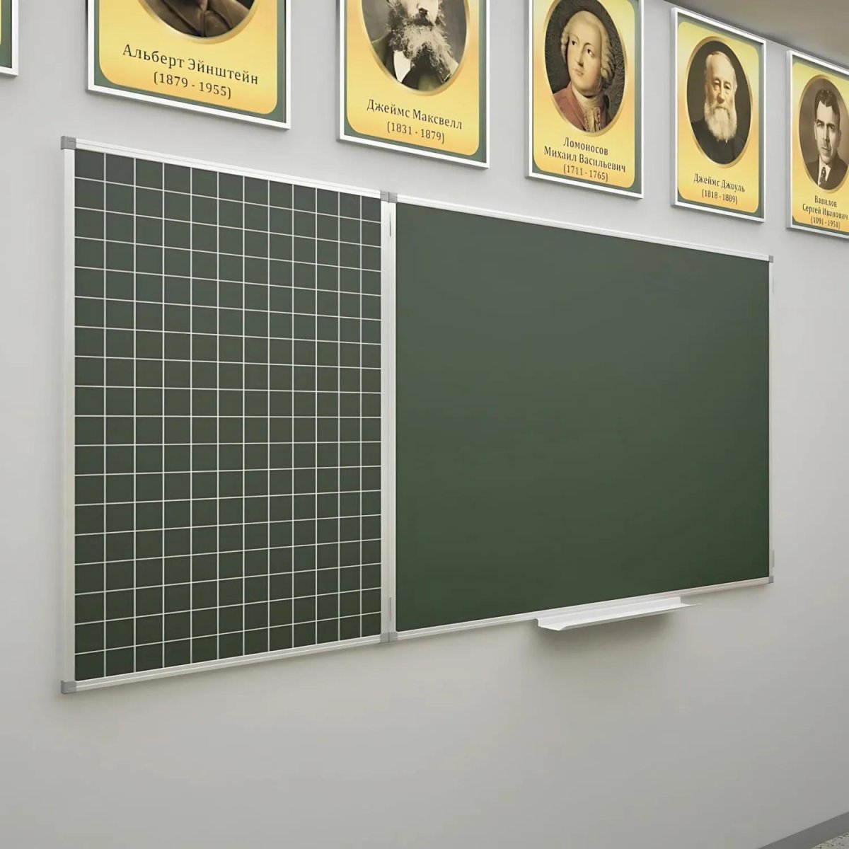 Доска магнитно-меловая Attache 2-х секционная Клетка + линейка