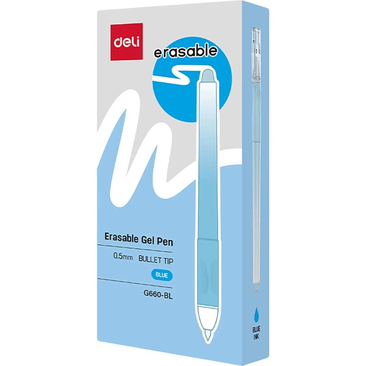 Ручка гелевая неавтомат. Deli Erasable EG660-BL,стираем,пул.нак0,5,син,асс