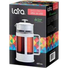 Френч-пресс <600мл> стальной фильтр 18/10, боросил. Стекло LR06-50-600