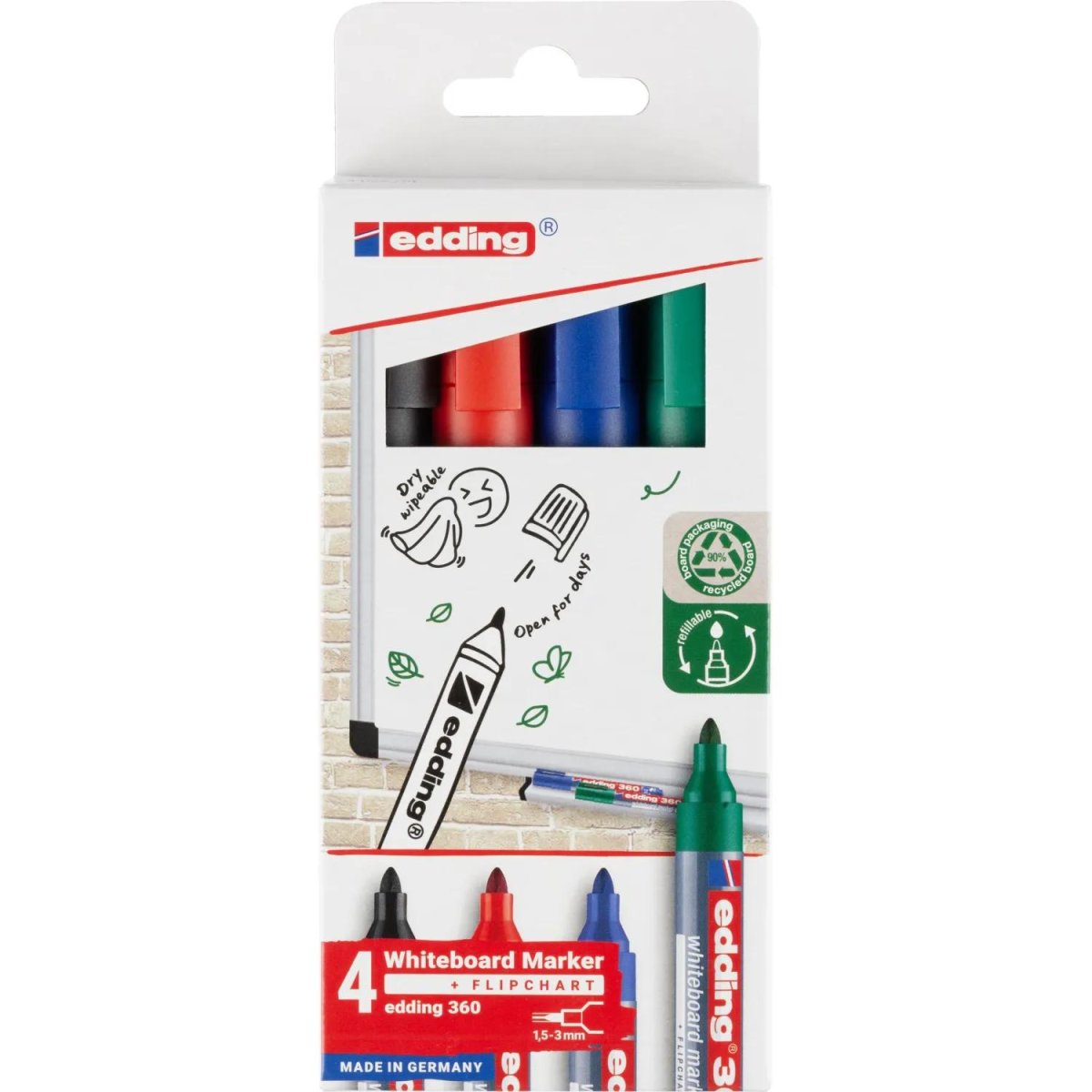 Набор маркеров для белых досок EDDING 4-360-4 1,5-3 мм, 4 цвета